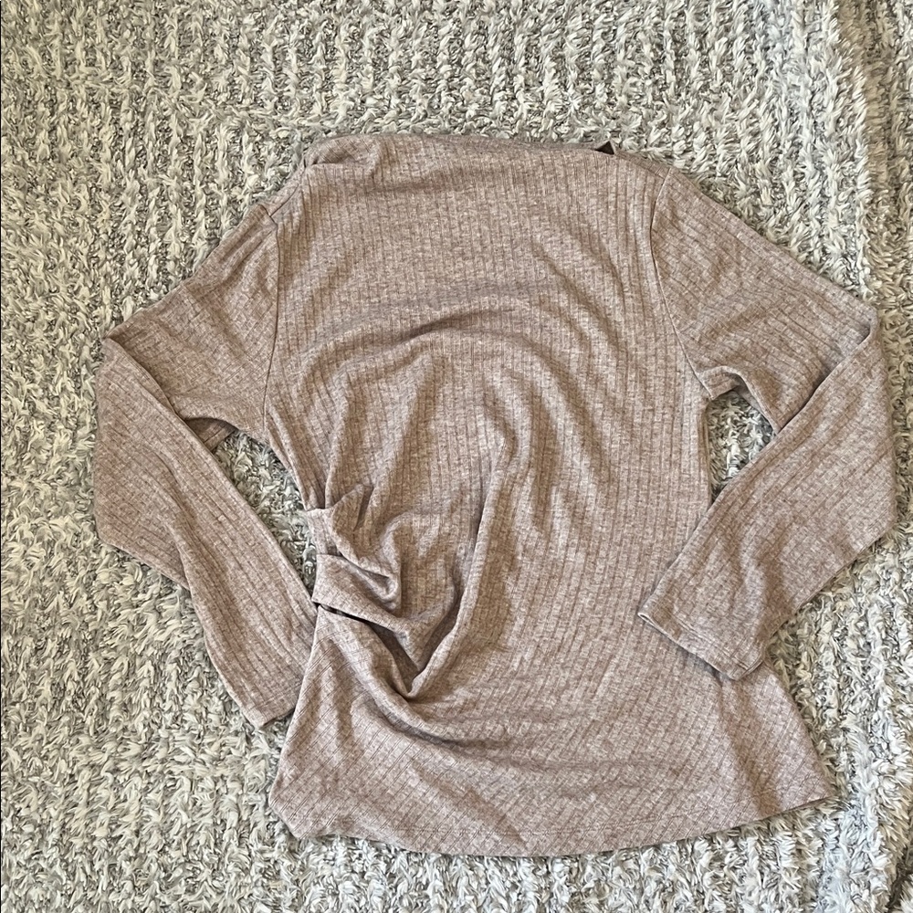 LOFT Ribbed Knit Top in Oatmeal